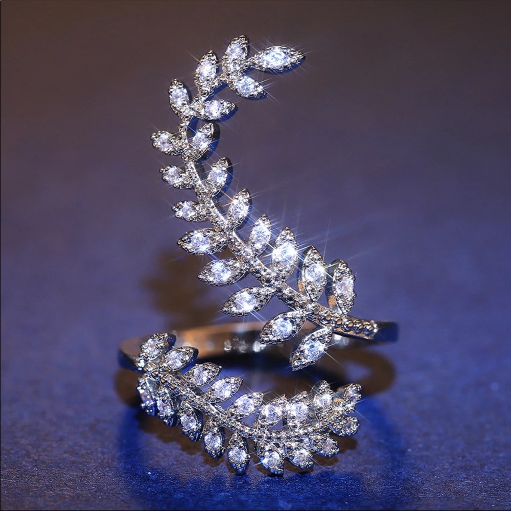 New 925 Silver Elegant Adjustable Sapphire Ring - Picture 2 of 6